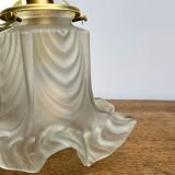 Gold bent applique vintage glass tulip