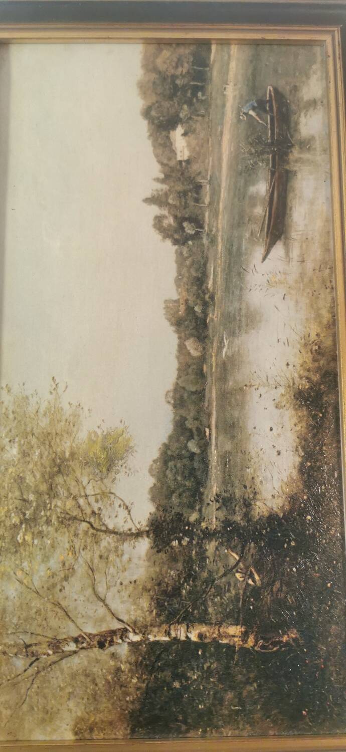 Painting "The Pond of Ville D'Avray" (19th) reproduction Jean Baptiste Corot