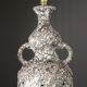 Large ceramic lamp base, fat lava, brutalist design, double lighting.