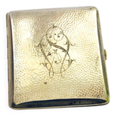 Étui boîte à cigarette art déco porte-cigarette en alpacca monogramme WS
