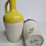 Two decanters "Dolfi", cobalt blue and yellow, 23 cm