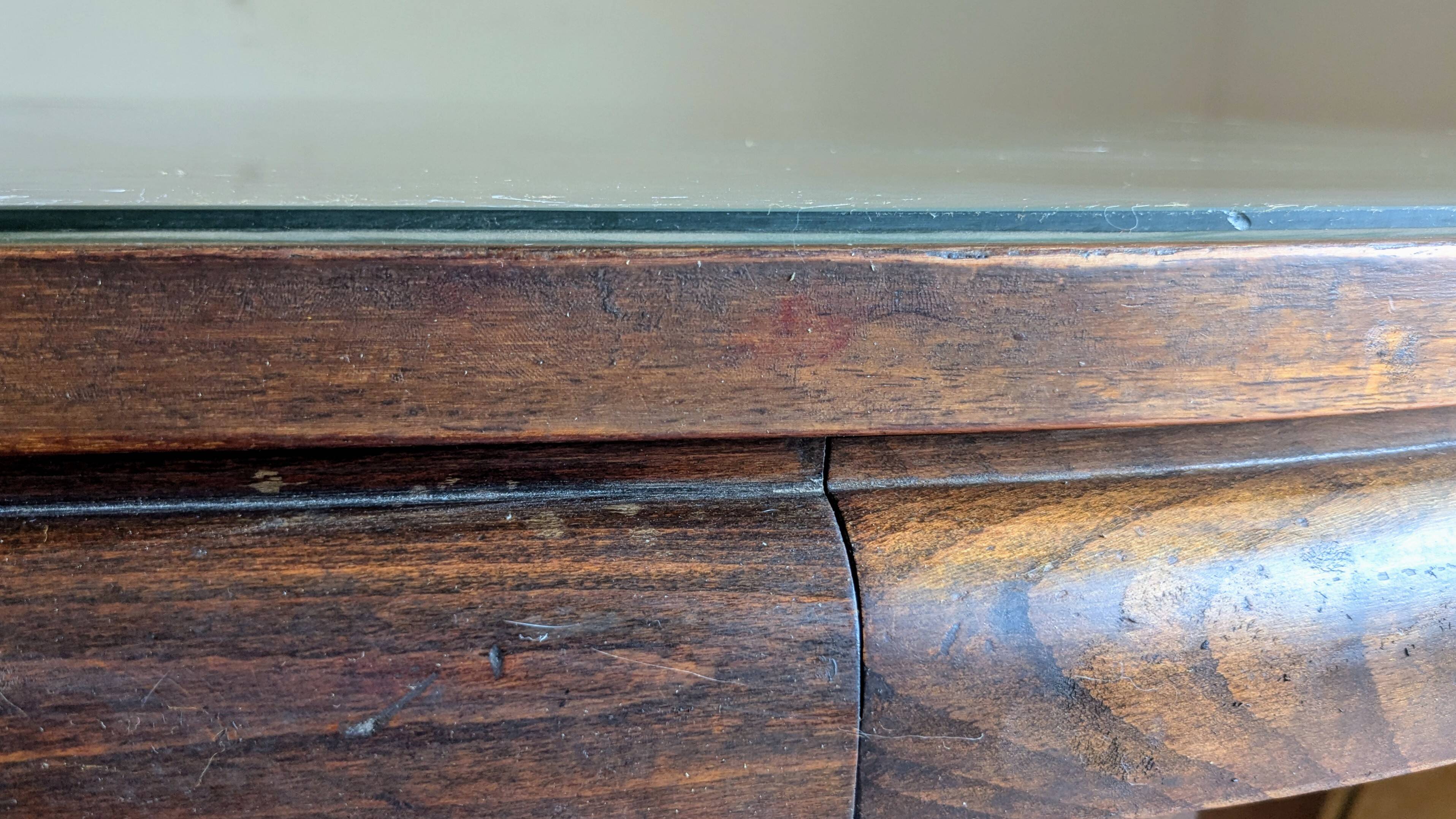 Large Vintage Dining Table 2m. Chevron Inlay