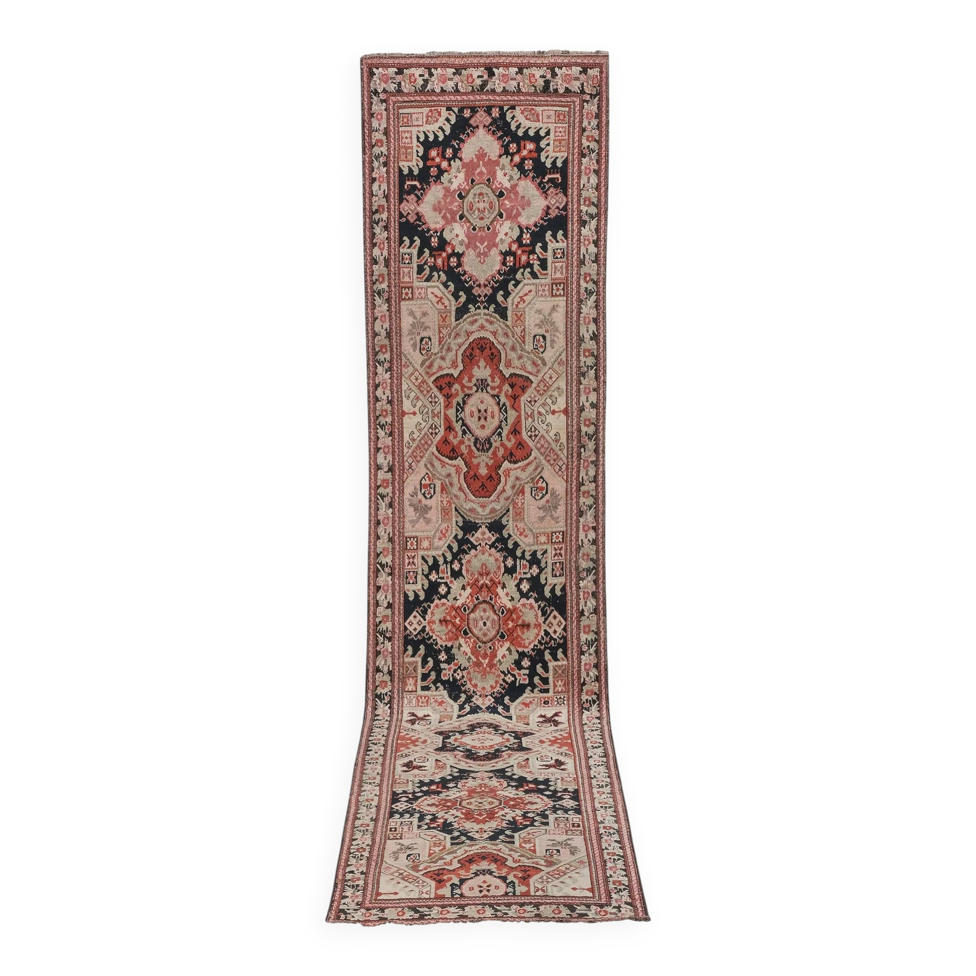 Vintage Turkish hallway rug 107x558 cm