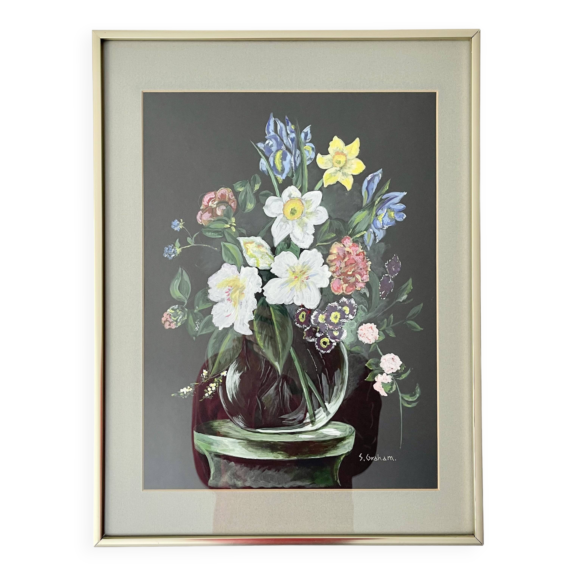 Vintage Still Life Painting of Flowers
