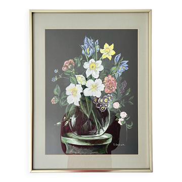 Peinture de nature morte vintage de fleurs