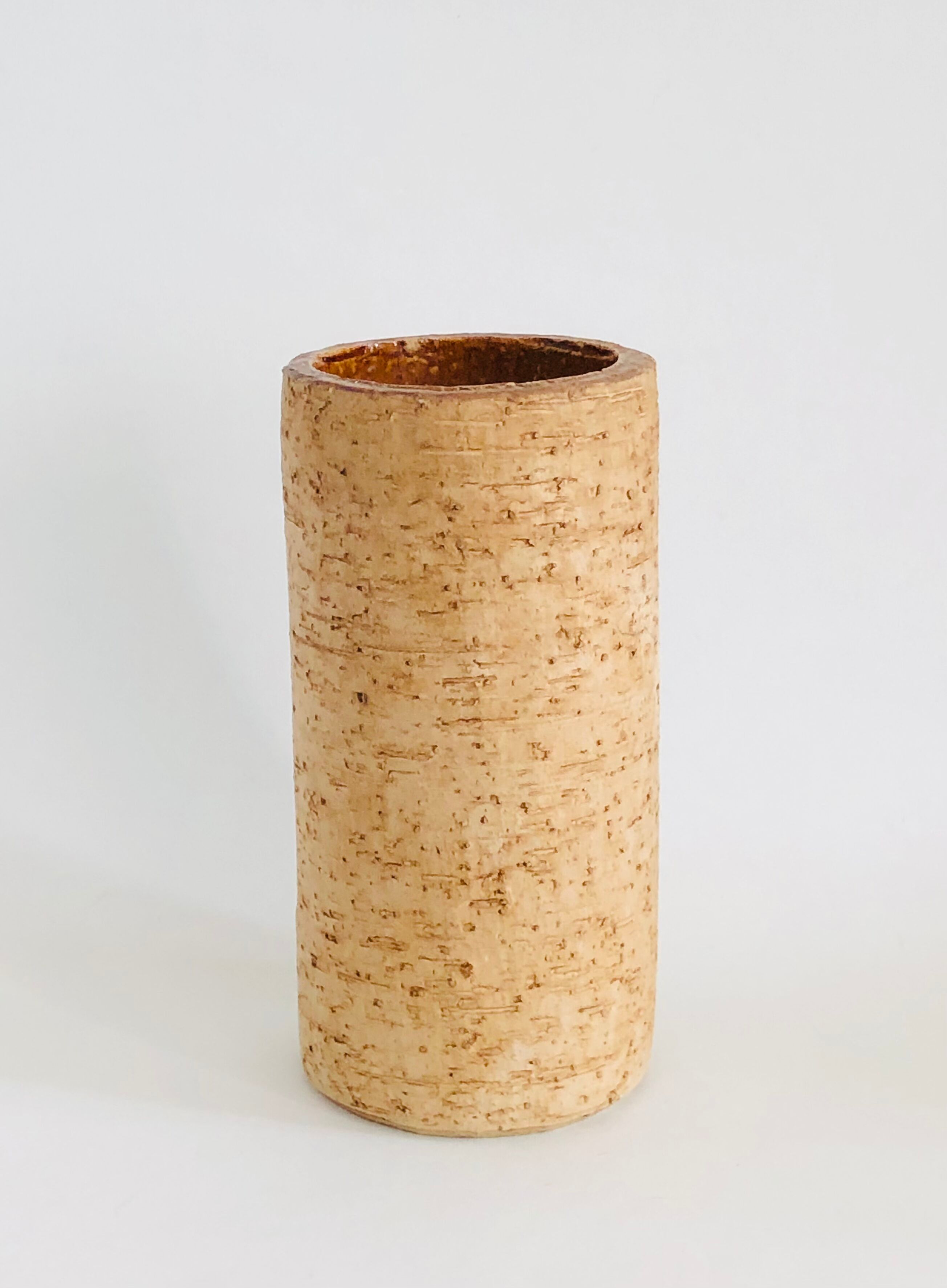 Vintage ceramic vase wood effect