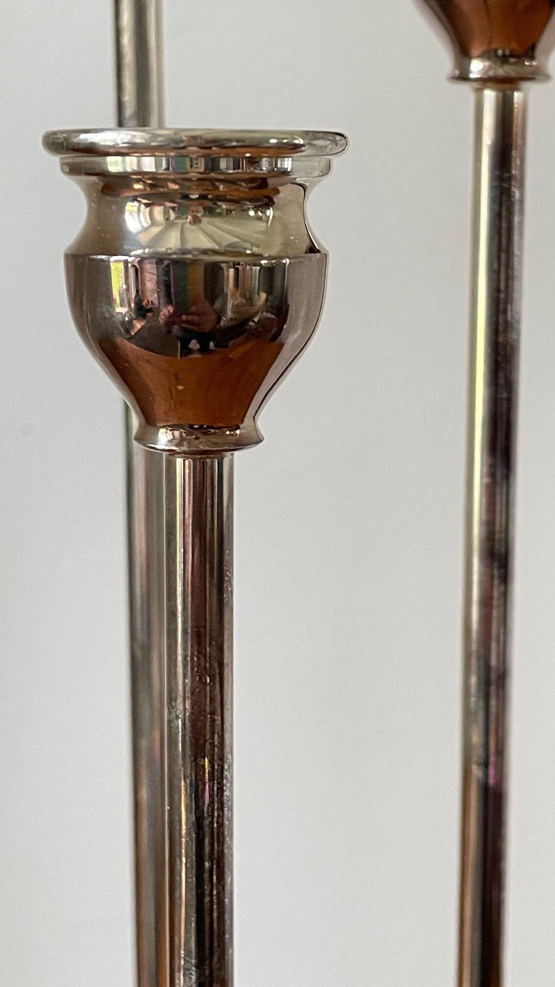 CANDLE HOLDER 3 Lights METAL Patinated Chrome