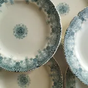 6 assiettes plates en faïence terre de fer HB Choisy-le-Roi « Henriette »