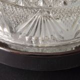 Pair of French Vintage Semi-Flush Cut Glass and Silver Metal Wall Lights