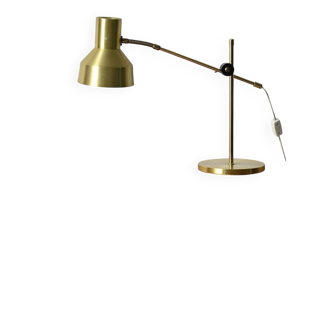 Gold-finish table lamp attributed to EWÅ, Värnamo