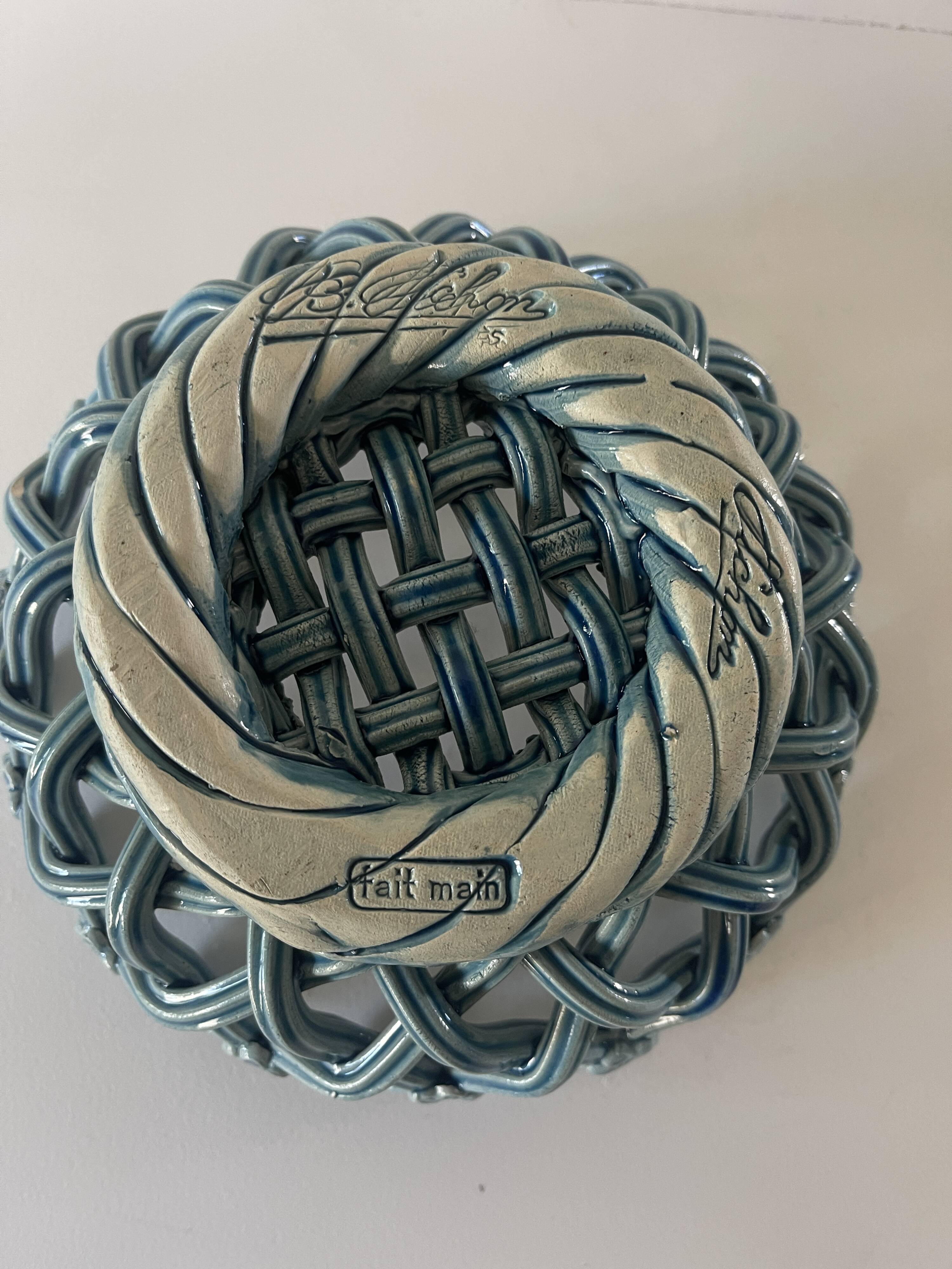 Round braided ceramic bowl by Pichon Uzés