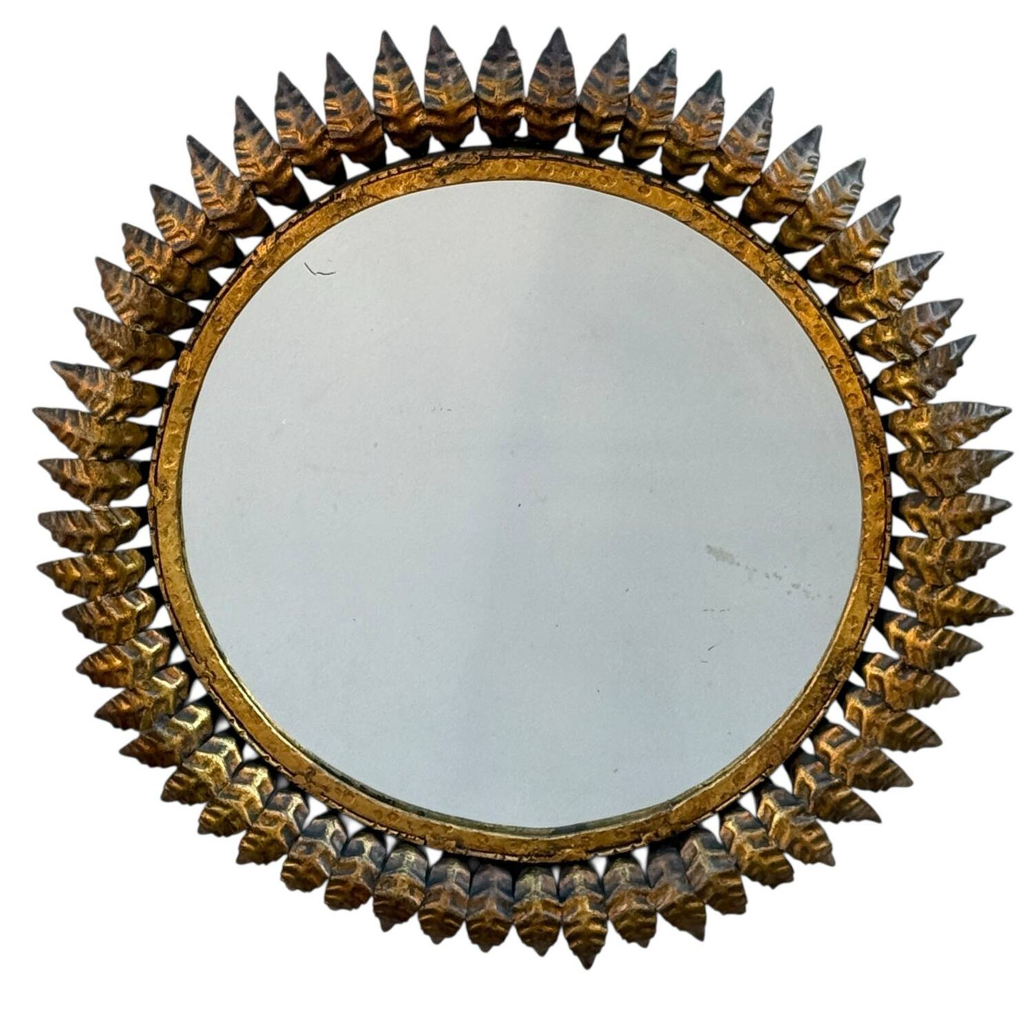 1950s Italian wrought iron sun mirror