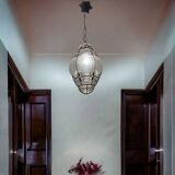 Wrought Iron Murano Glass Light Pendant 1950’s