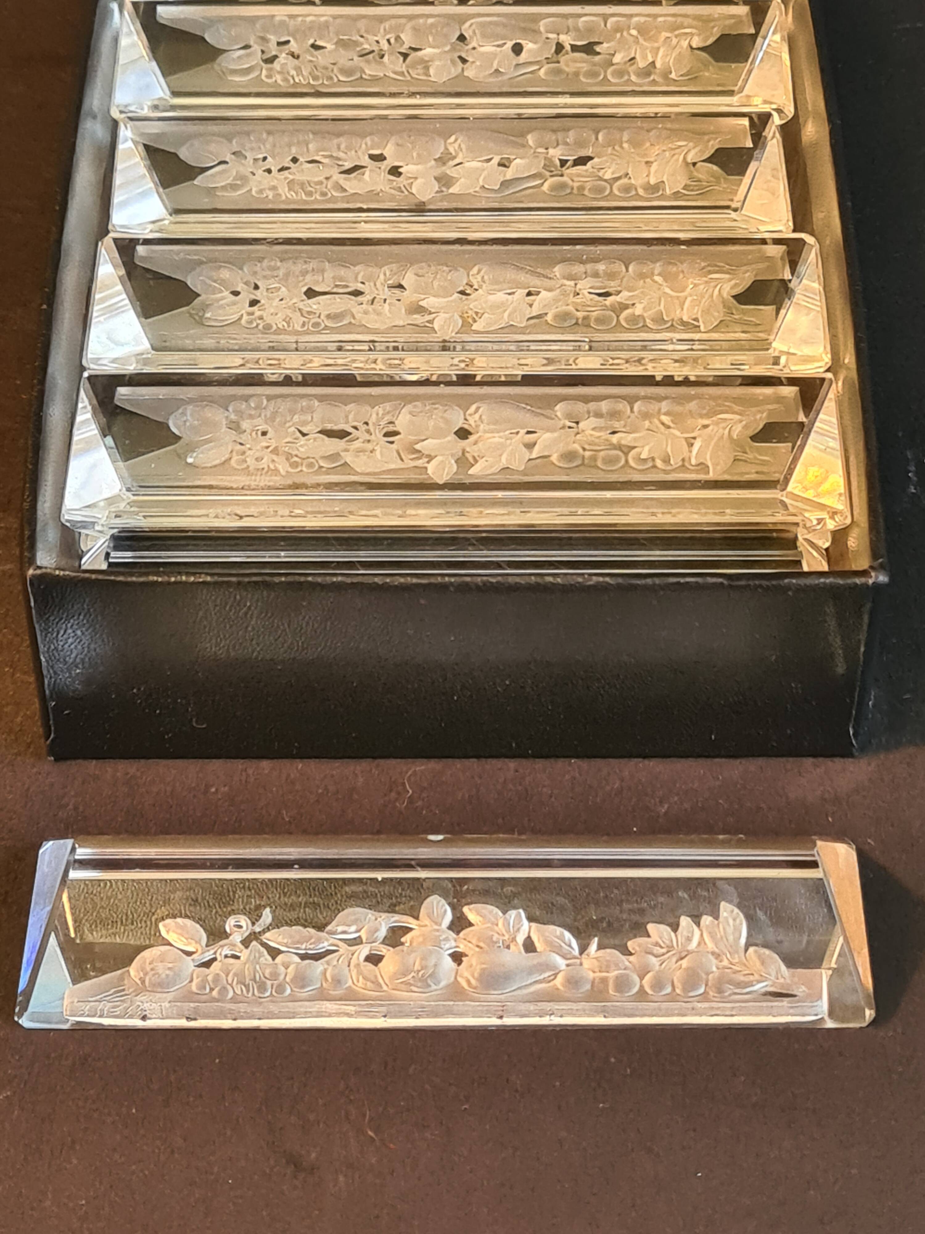 Set of 12 Art Deco Frosted Glass Knife Rests