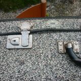 Antique black and white fibroc suitcase
