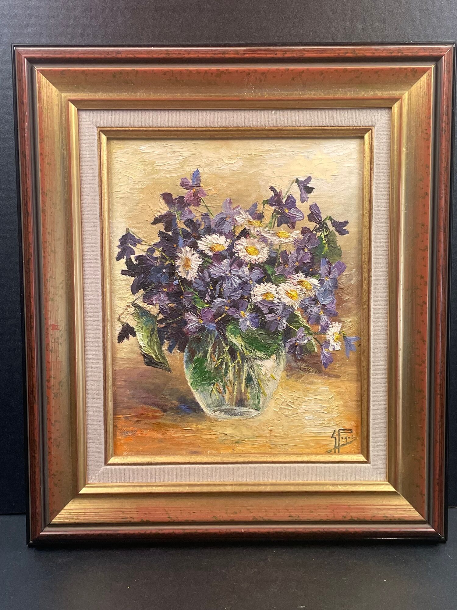 Oil on canvas signed paget, vase au bouquet