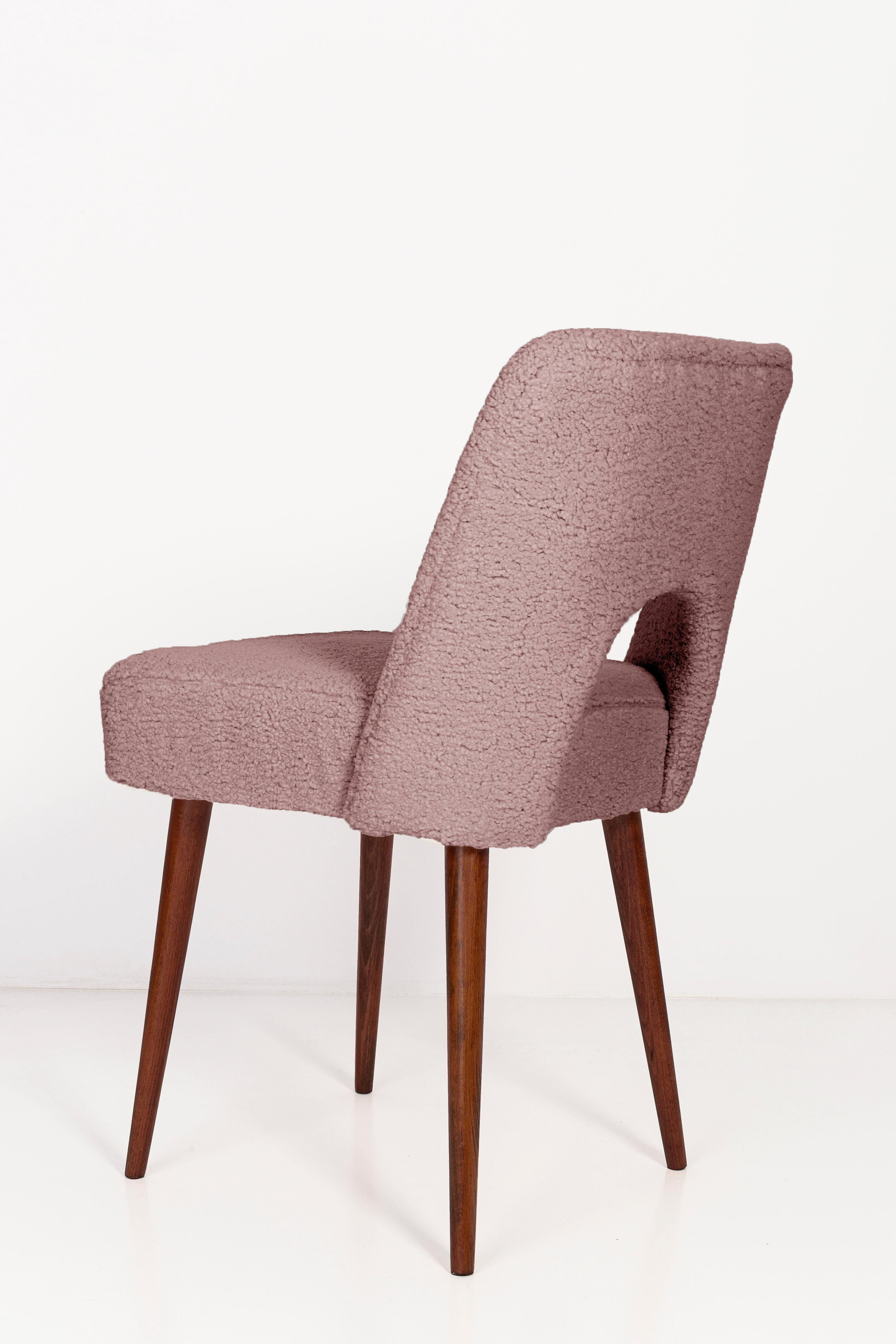 Shell chair in pink boucle, 1960s