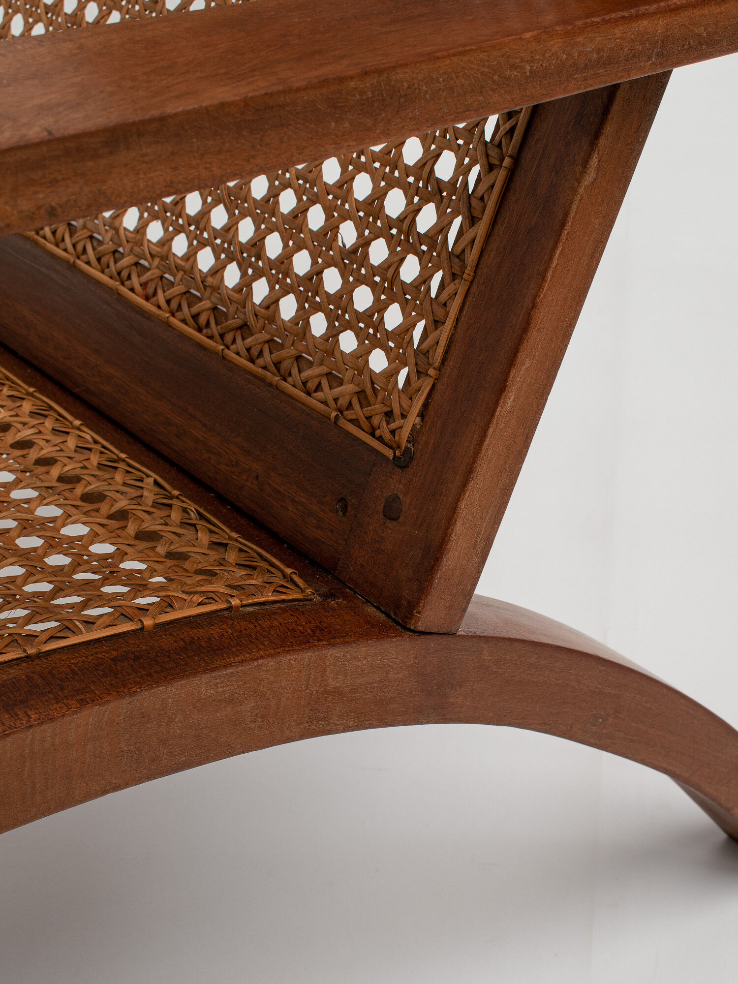 pair of french mahogany and cane armchairs, 1950s