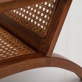 pair of french mahogany and cane armchairs, 1950s