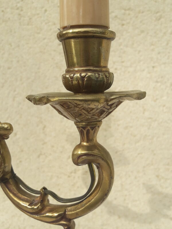 Lampe chandelier en bronze  4 feux