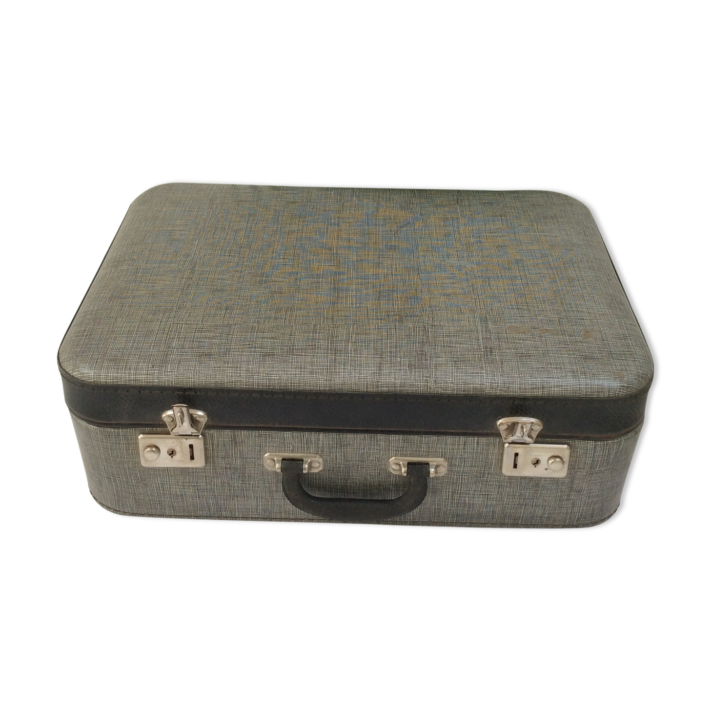 Old gray cardboard suitcase