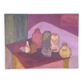 Nature morte ancienne huile sur panneau de bois