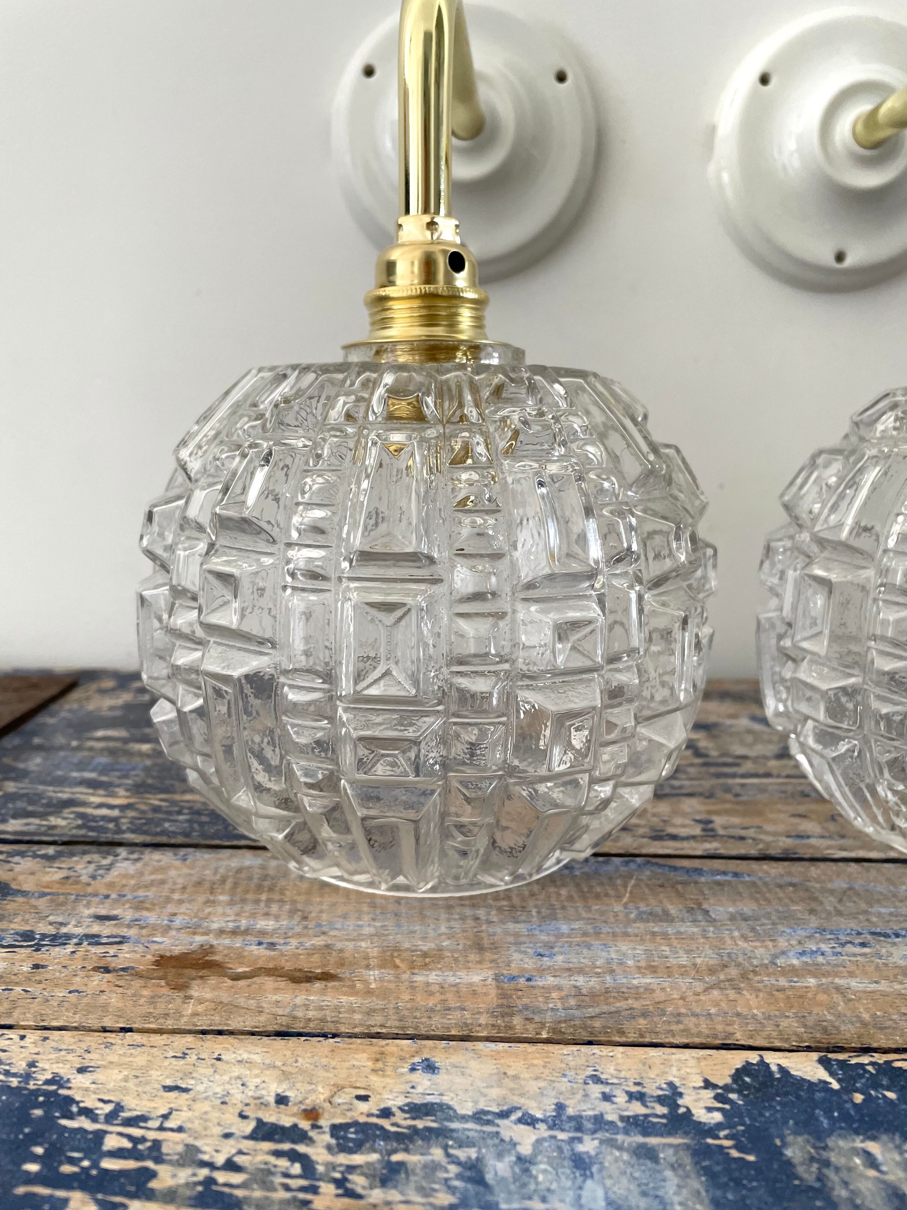 Pair of vintage wall sconces globes
