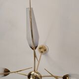 Lustre en laiton vintage de la maison Lunel 1950