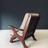 Rustic X Frame Lounge Chairs, Belgium, 1950s, Set of 2