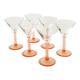 Set of 6 stemmed cocktail glasses, Rose, Made in France, 1970
