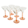 Set of 6 stemmed cocktail glasses, Rose, Made in France, 1970