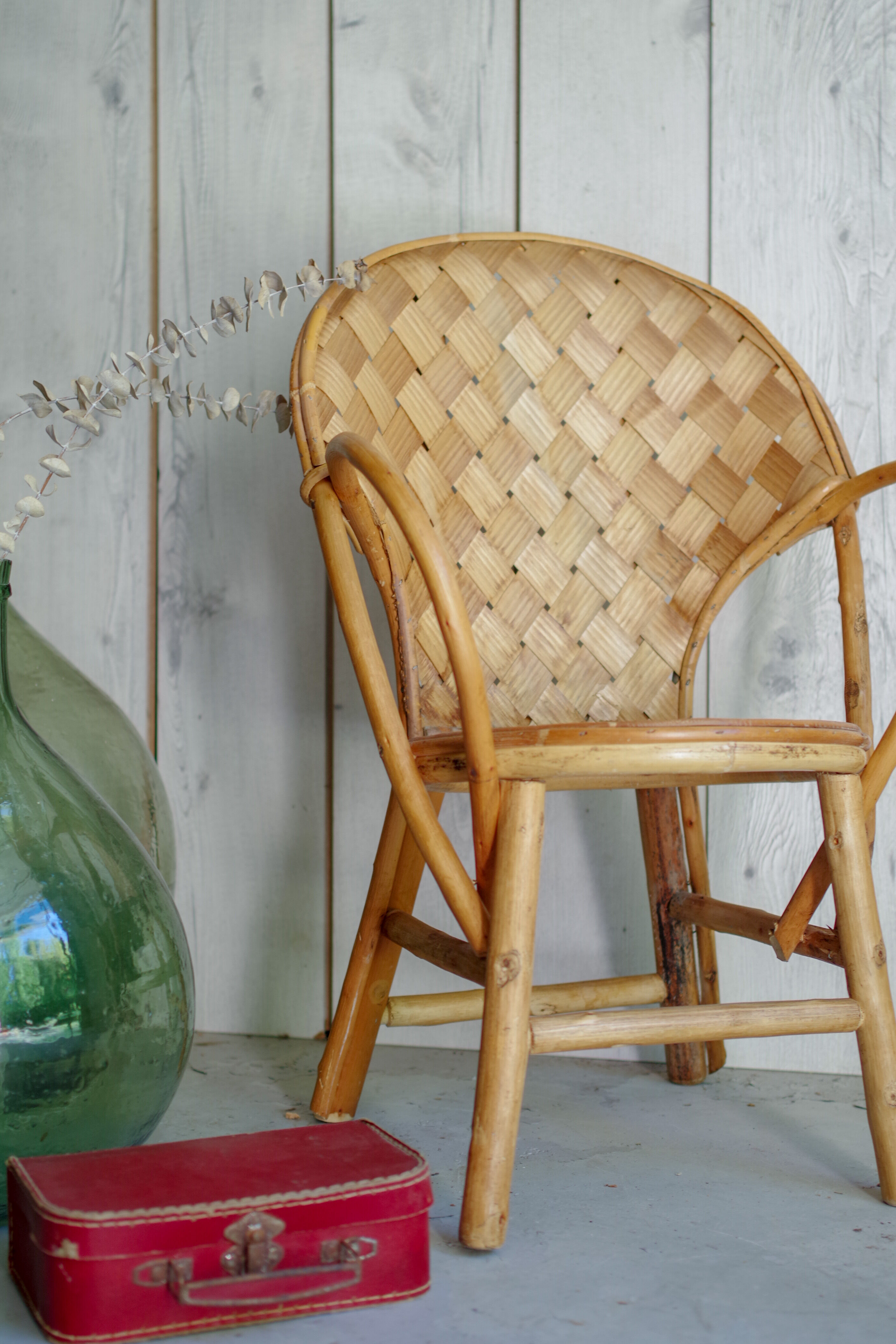 Vintage child armchair in chestnut wood