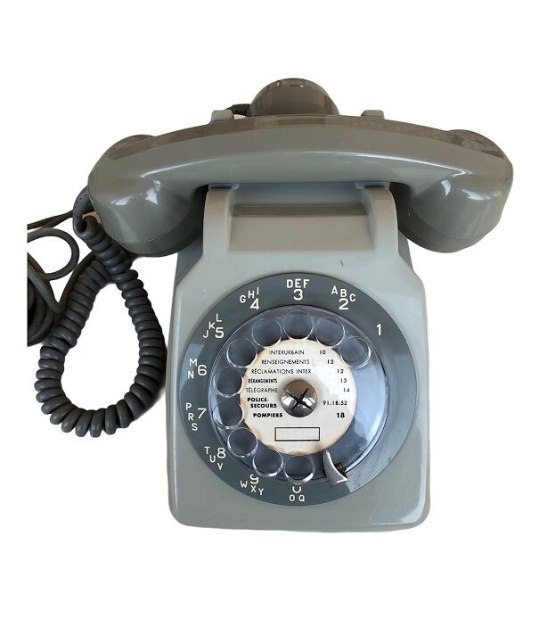 Téléphone Socotel S63 gris à cadran vintage 1970s