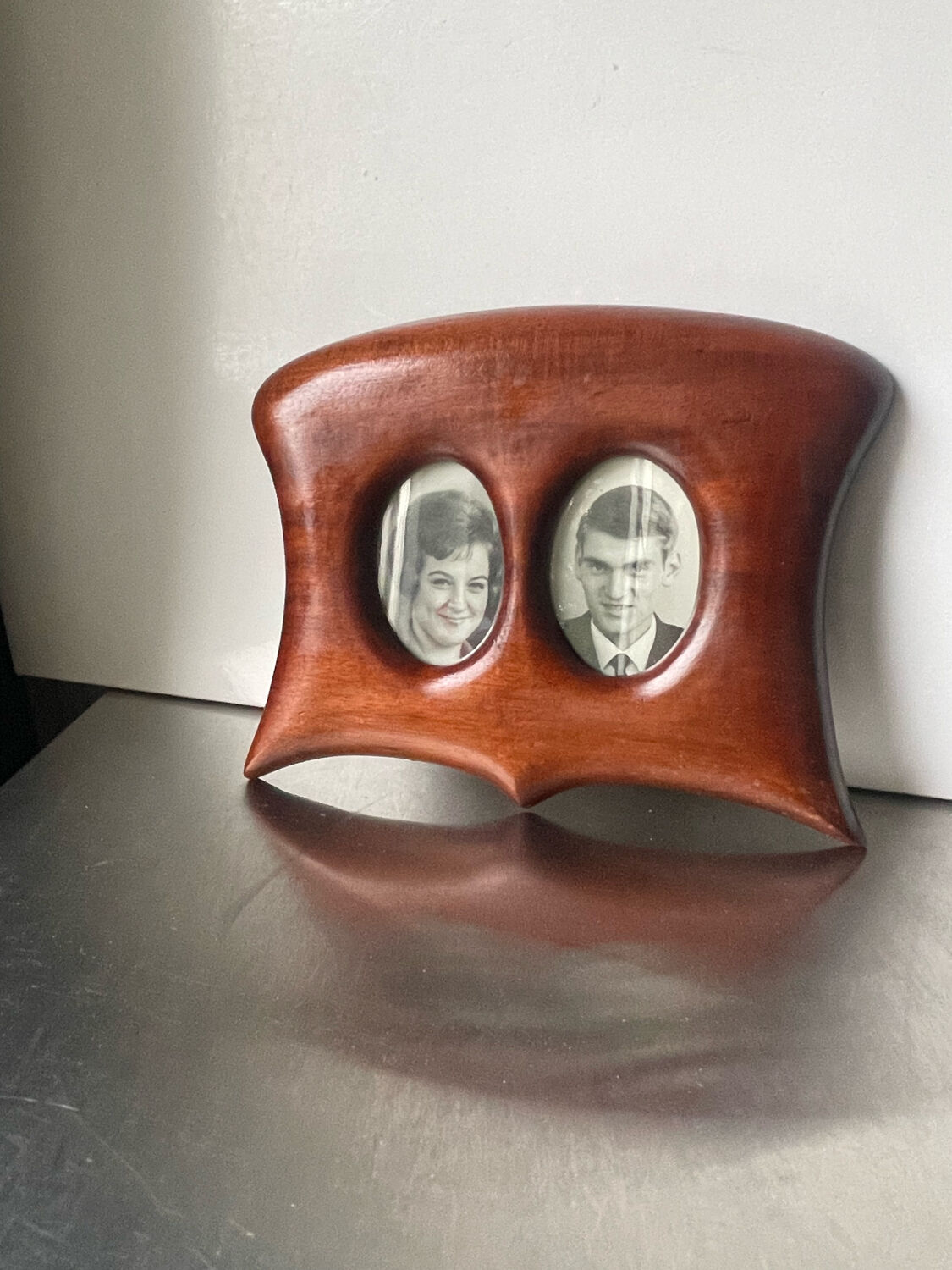 Antique  art nouveau mahogany double frame wood