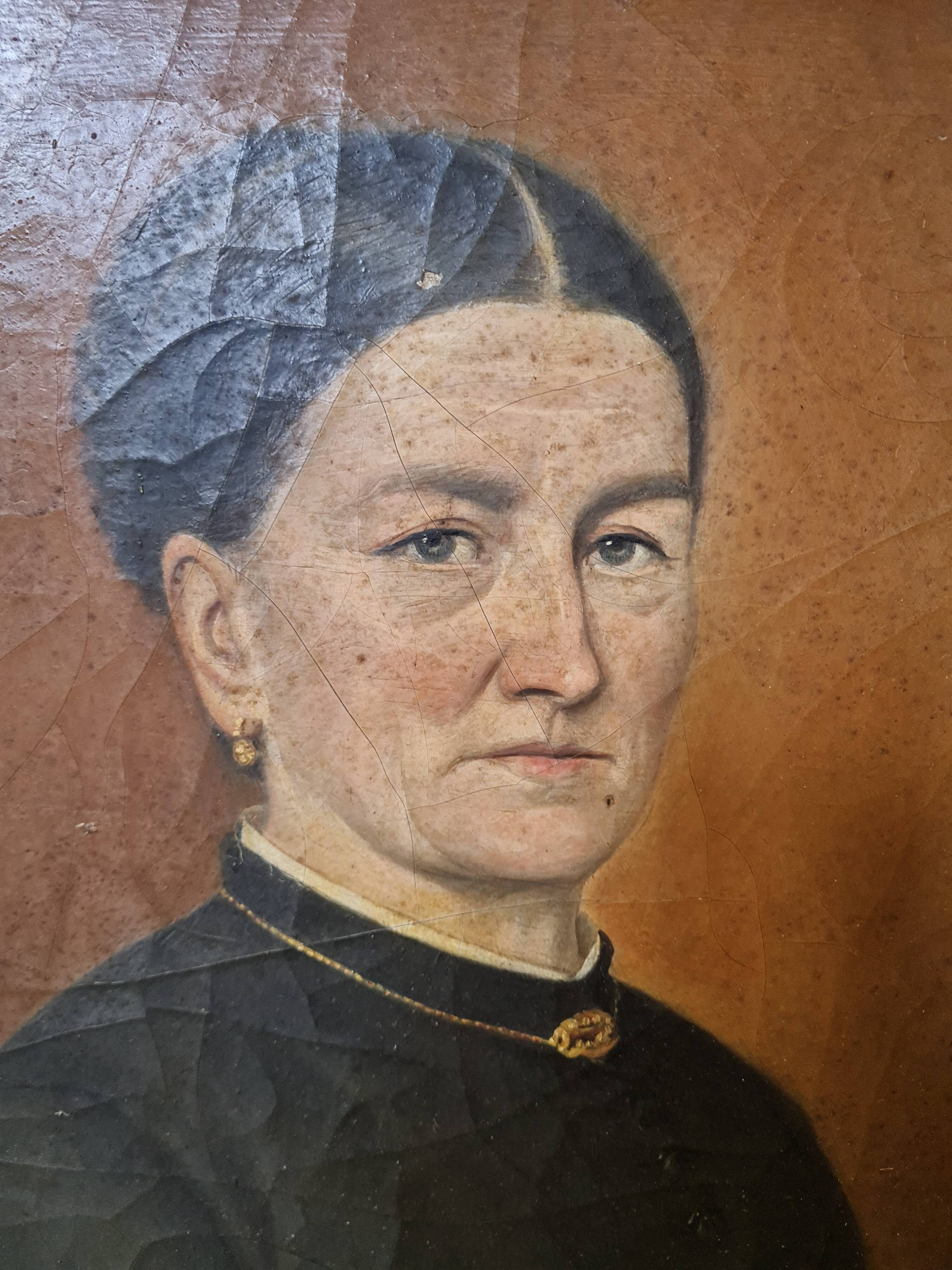 XIX th century, portrait of woman oil on canvas