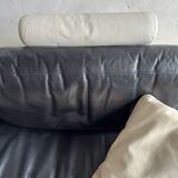 BnB Italia Sity 2-seater leather sofa — black seat with white leather base