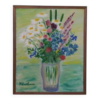 Original Swedish Oil on Canvas – “Bright Bouquet” by K. Evert Larsson