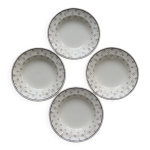 4 assiettes creuses vintage - motif
