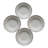 4 vintage white porcelain soup plates - Blue polka dot pattern