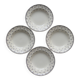 4 assiettes creuses vintage en porcelaine blanche - Motif pois bleus