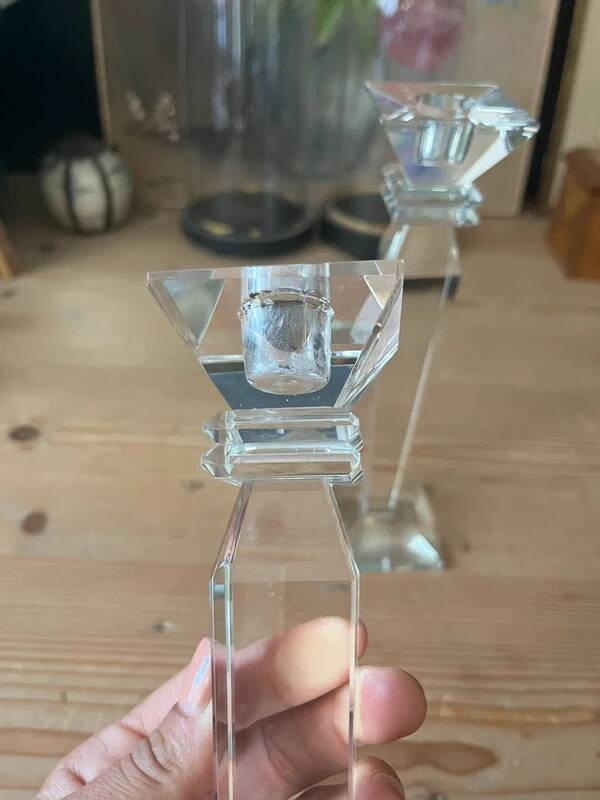Pair of crystal candlesticks