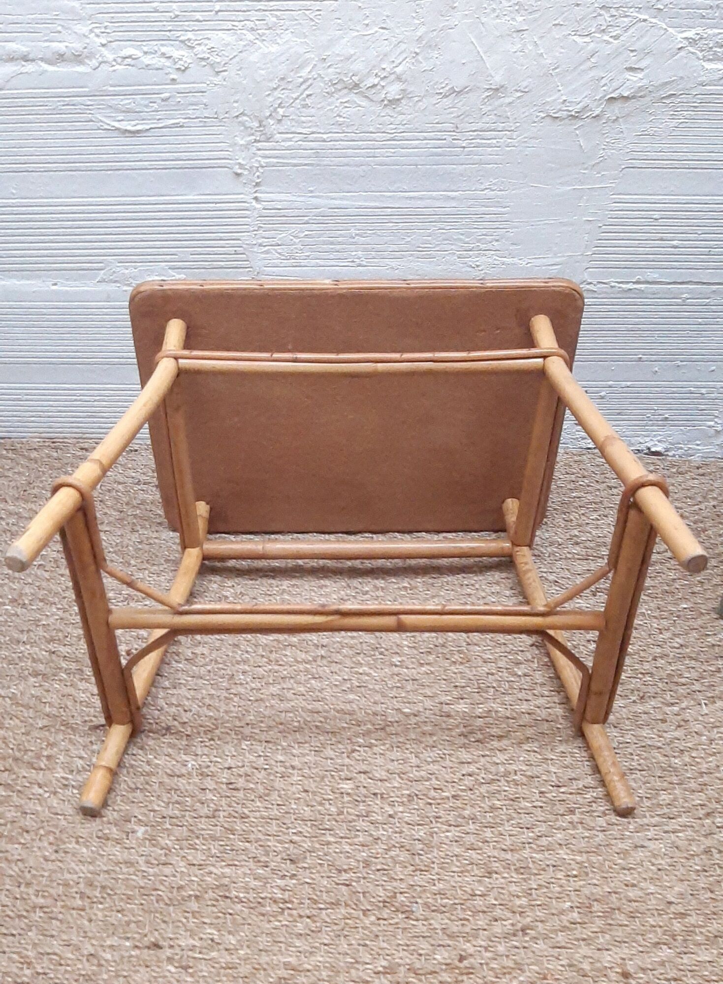 Set desk and armchair child rattan wicker 70s