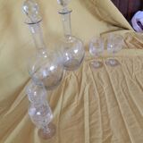 Set of 2 carafes and 4 Saint-Louis crystal aperitif glasses