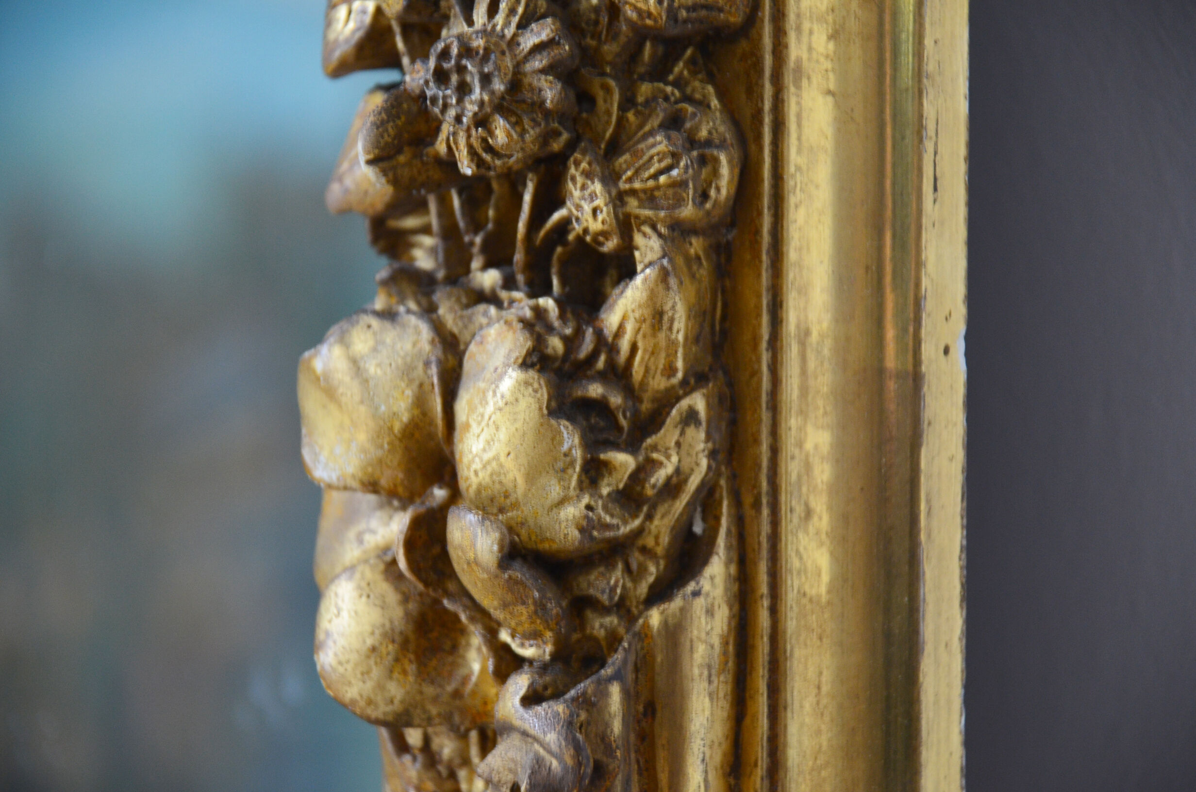 Miroir de cheminée XIXème siècle bois et stuc