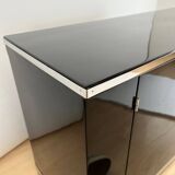 Art Deco Black Lacquered Lowboard with Chrome Fittings, France, 1930s