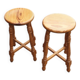 Pair of solid pine stools