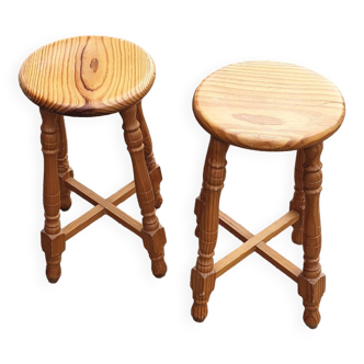 Pair of solid pine stools