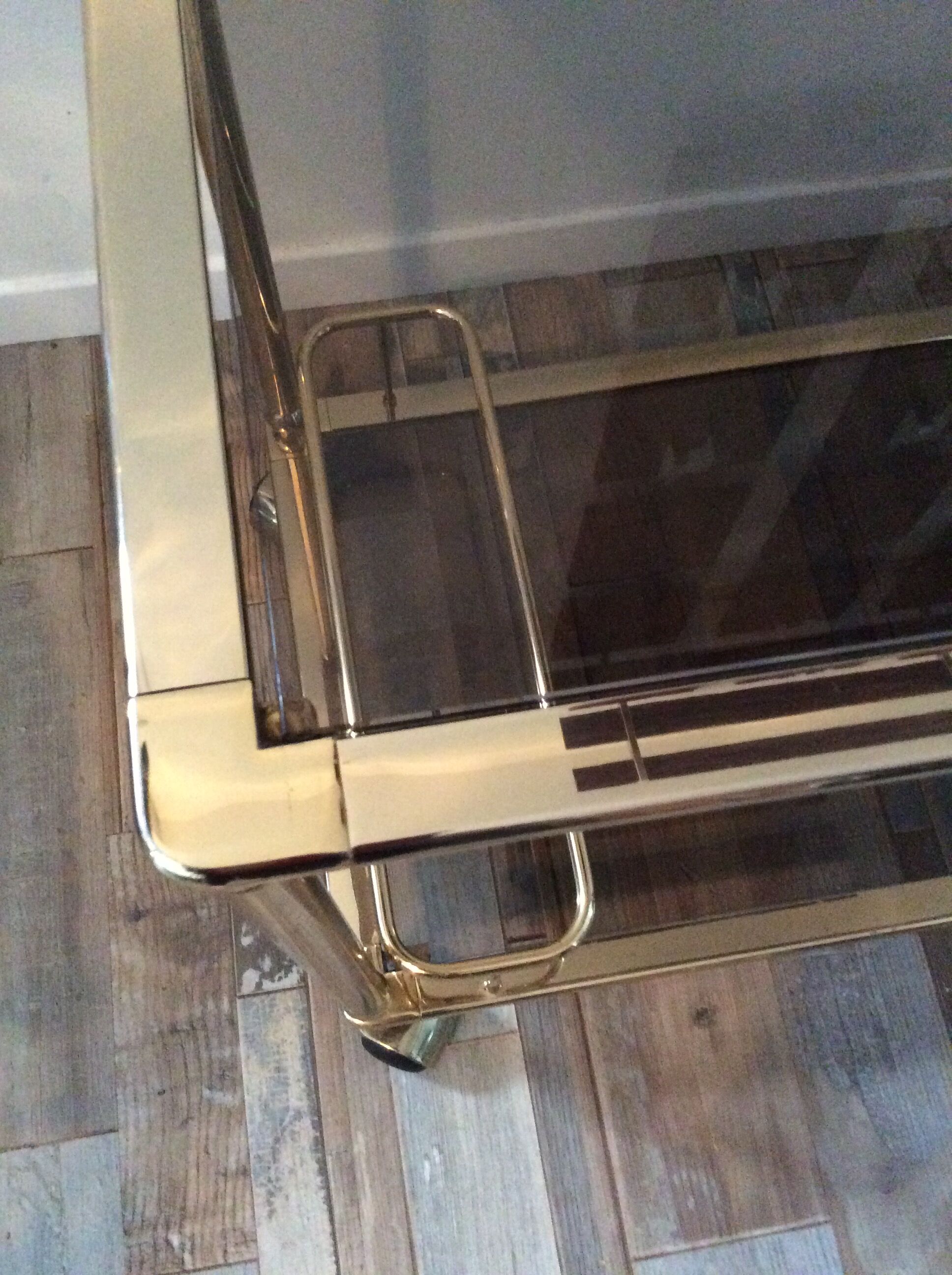 Dessert bar on brass wheels and gold metal