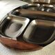 Stainless steel and teak compartmented tray