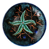 Round earthenware plate by Emile Rocher